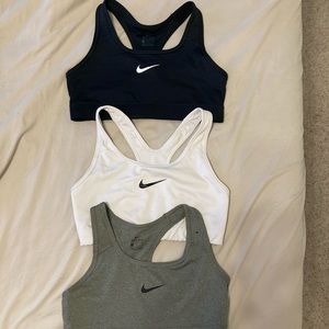 Black, White, and Grey Nike Dry Fit Sports Bras Set
